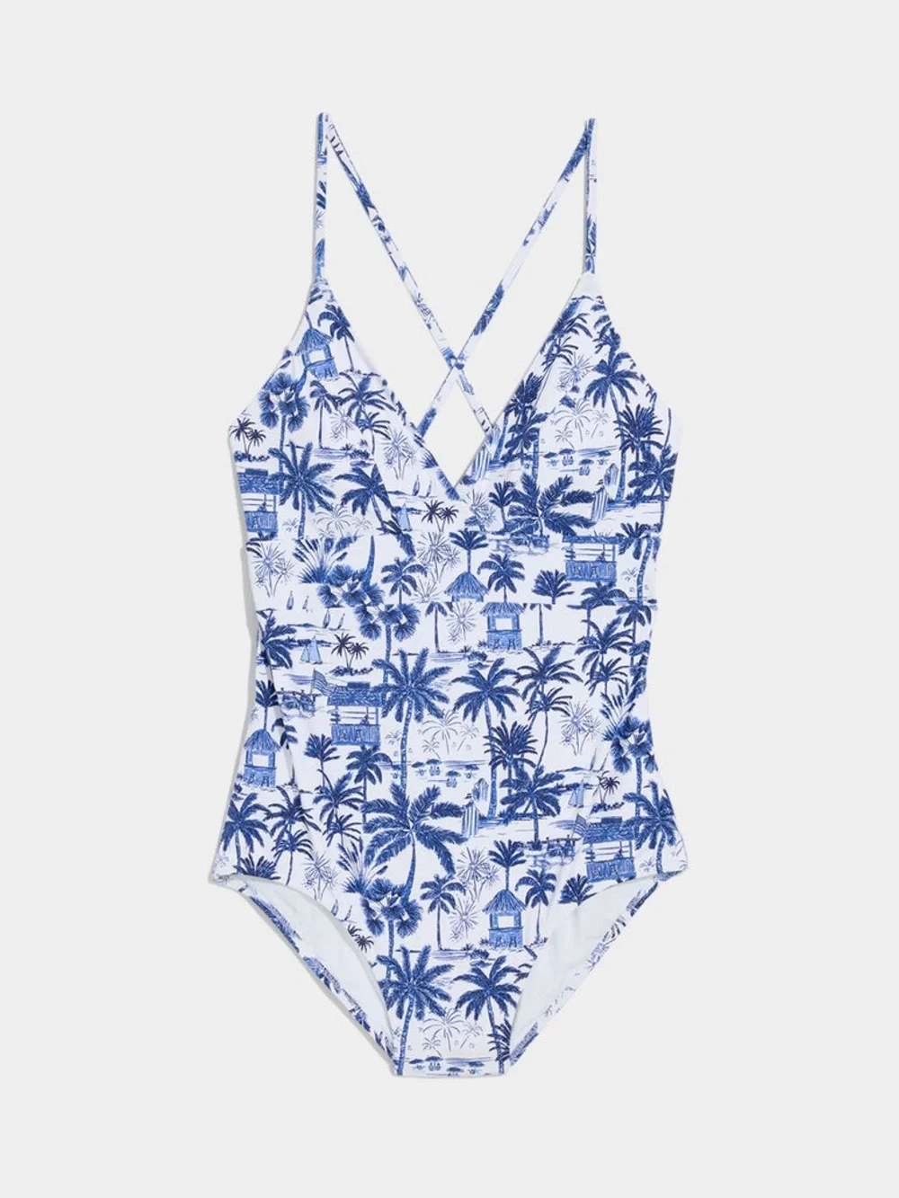 Vineyard Vines Blue and White Palm-Print One-Piece Swimsuit